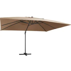 vidaXL Jardín-Sombrilla voladiza jardín luces LED poste aluminio taupe 4x3 m