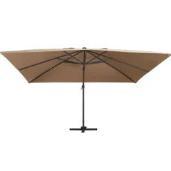 vidaXL Jardín-Sombrilla voladiza jardín luces LED poste aluminio taupe 4x3 m