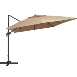 vidaXL Jardín-Sombrilla voladiza jardín luces LED poste aluminio taupe 4x3 m