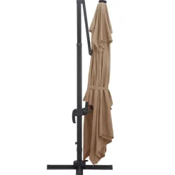 vidaXL Jardín-Sombrilla voladiza jardín luces LED poste aluminio taupe 4x3 m