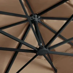 vidaXL Jardín-Sombrilla voladiza jardín luces LED poste aluminio taupe 4x3 m
