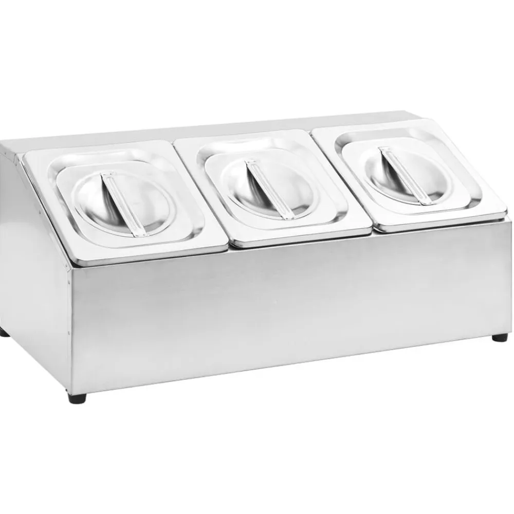 vidaXL Cocina Y Comedor-Soporte bandeja Gastronorm con 3 bandejas 1/6 acero inoxidable