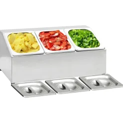 vidaXL Cocina Y Comedor-Soporte bandeja Gastronorm con 3 bandejas 1/6 acero inoxidable
