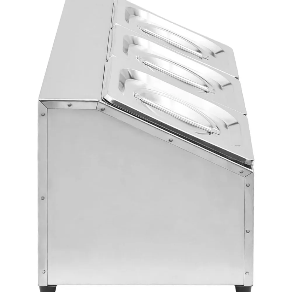 vidaXL Cocina Y Comedor-Soporte bandeja Gastronorm con 3 bandejas 1/6 acero inoxidable