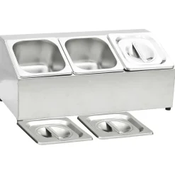 vidaXL Cocina Y Comedor-Soporte bandeja Gastronorm con 3 bandejas 1/6 acero inoxidable