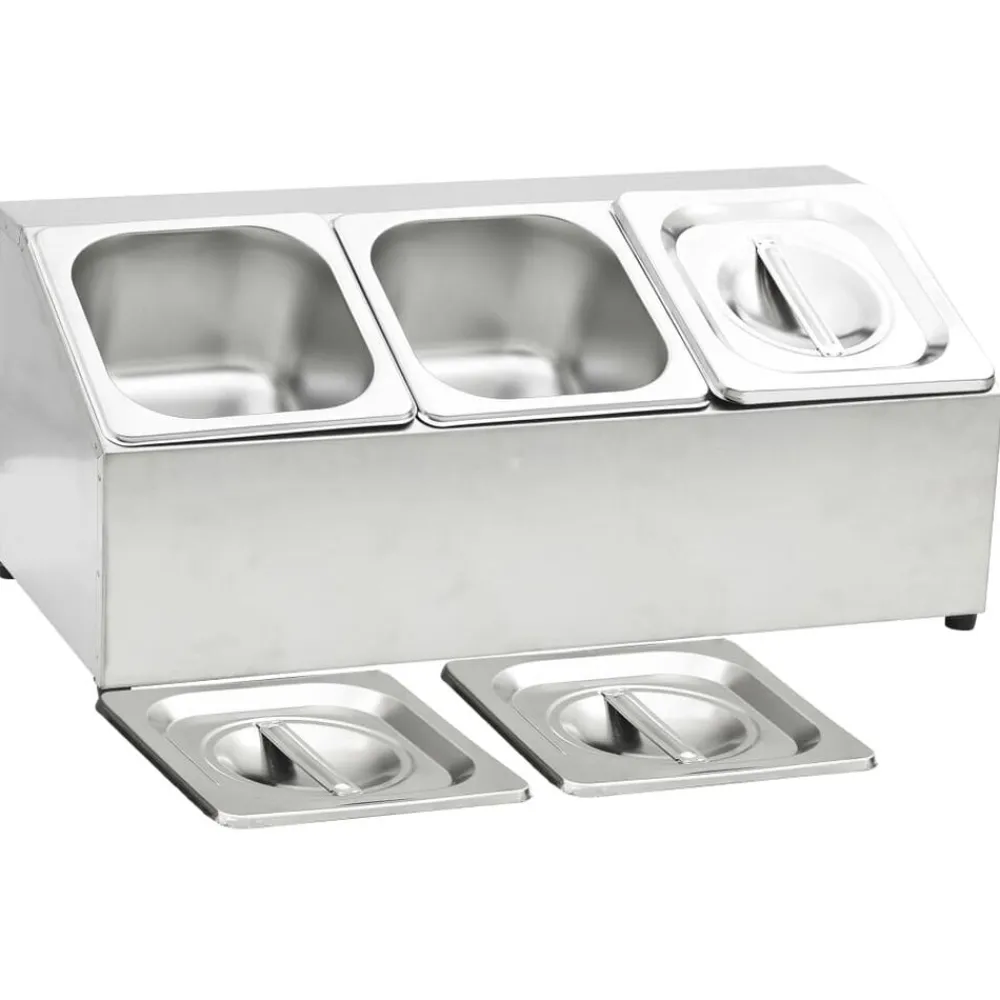 vidaXL Cocina Y Comedor-Soporte bandeja Gastronorm con 3 bandejas 1/6 acero inoxidable