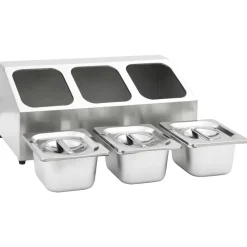 vidaXL Cocina Y Comedor-Soporte bandeja Gastronorm con 3 bandejas 1/6 acero inoxidable