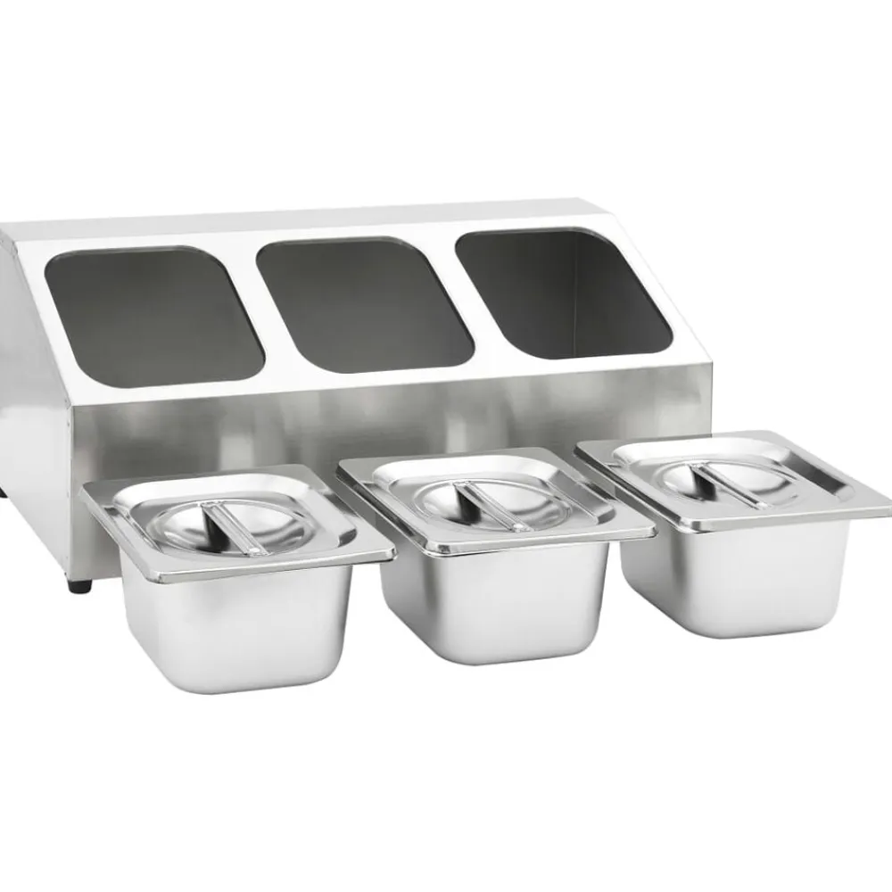vidaXL Cocina Y Comedor-Soporte bandeja Gastronorm con 3 bandejas 1/6 acero inoxidable