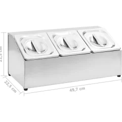 vidaXL Cocina Y Comedor-Soporte bandeja Gastronorm con 3 bandejas 1/6 acero inoxidable