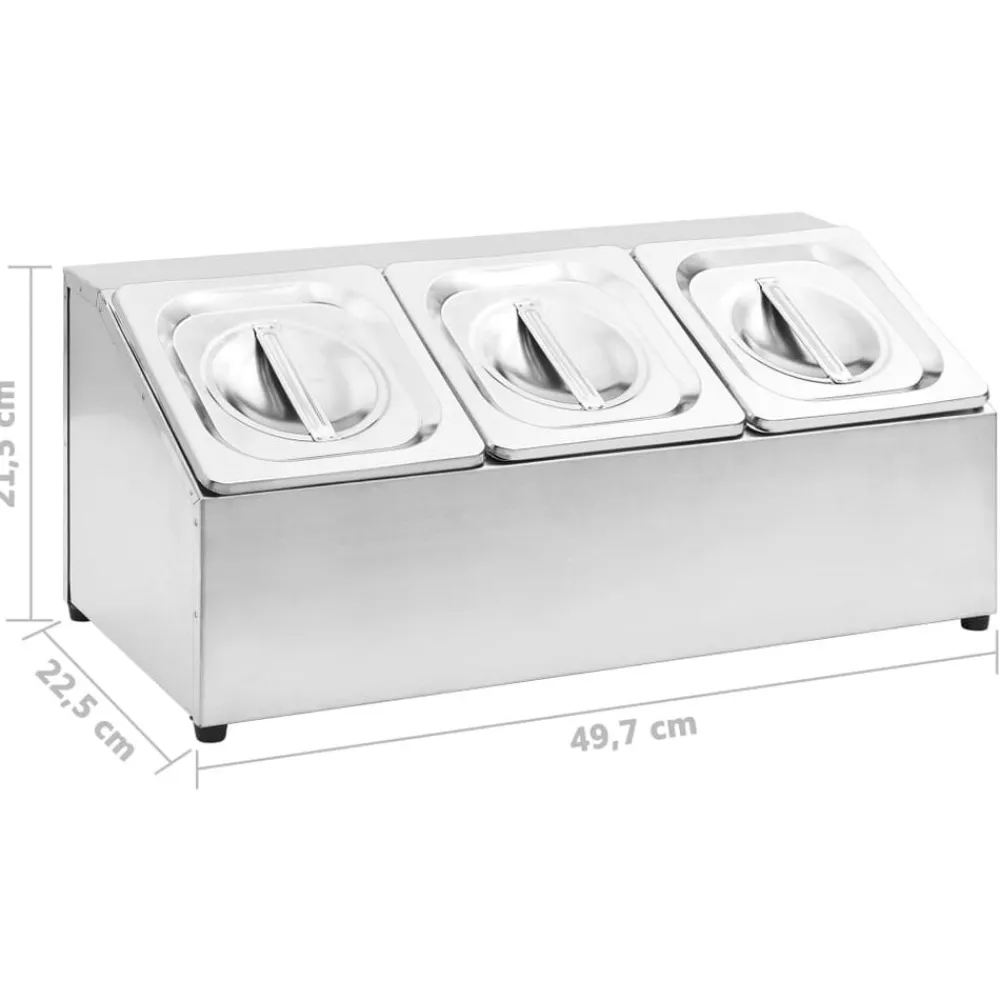vidaXL Cocina Y Comedor-Soporte bandeja Gastronorm con 3 bandejas 1/6 acero inoxidable