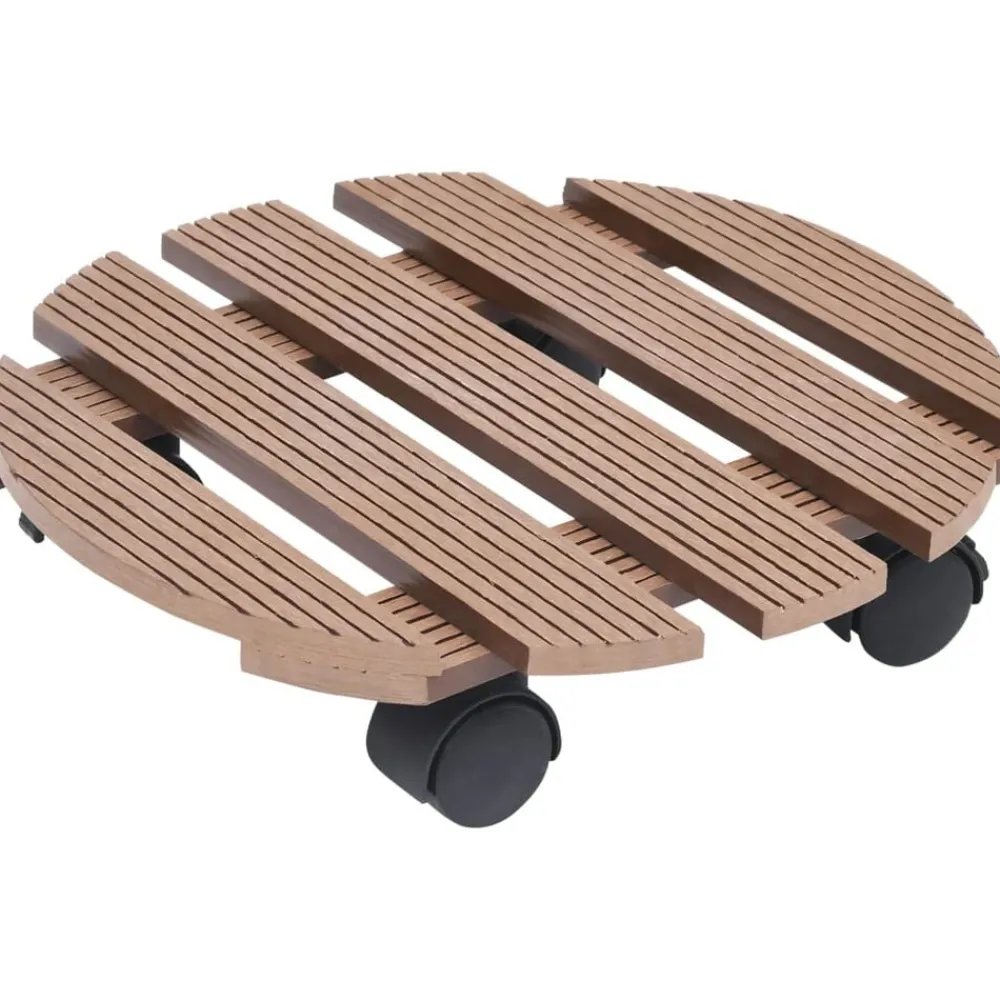 vidaXL Soporte con ruedas para plantas 2 unidades WPC marrón Ø30x7,5cm Marrón Clearance