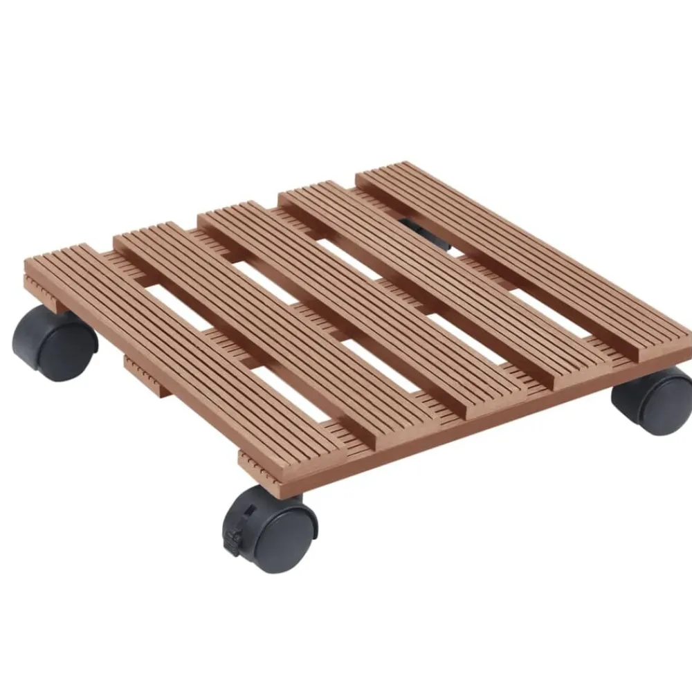 vidaXL Jardín-Soporte con ruedas para plantas 2 uds WPC marrón 30x30x7,5 cm