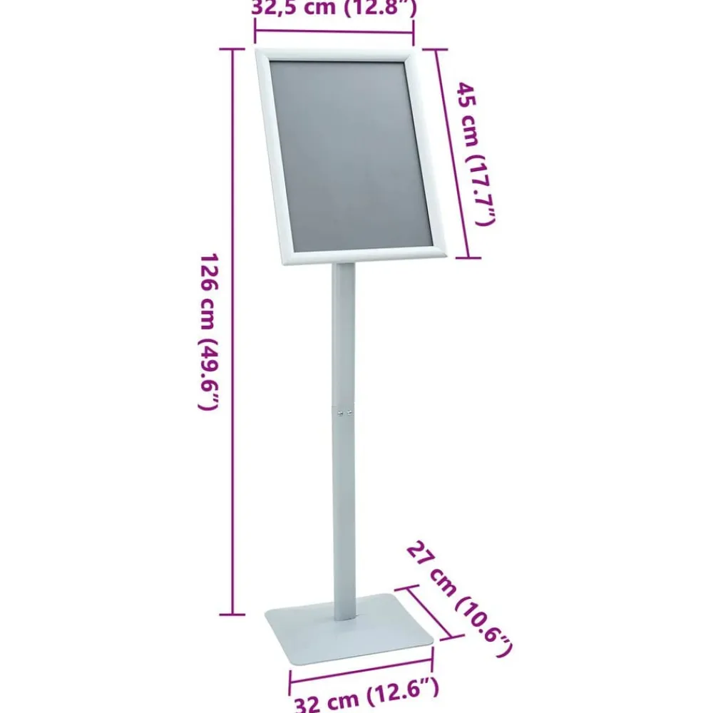 vidaXL Soporte de cartel pedestal 32,5 x 27 x 126 cm Plateado Sale