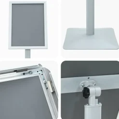 vidaXL Soporte de cartel pedestal 32,5 x 27 x 126 cm Plateado Sale