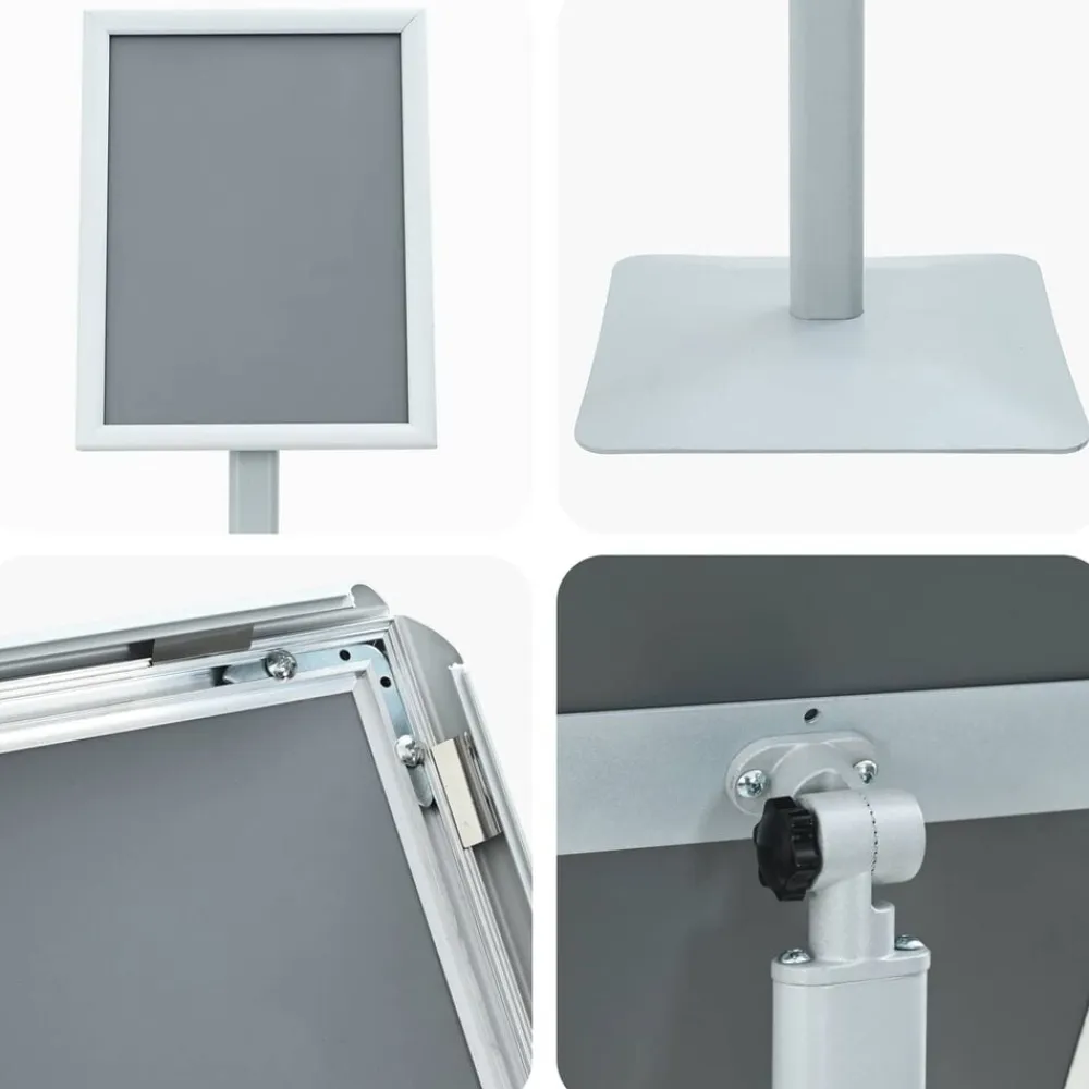 vidaXL Soporte de cartel pedestal 32,5 x 27 x 126 cm Plateado Sale
