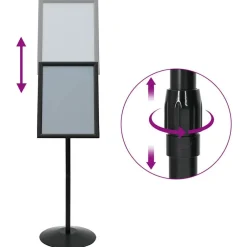 vidaXL Soporte de cartel pedestal Plateado a3 PVC y Acero Negro New