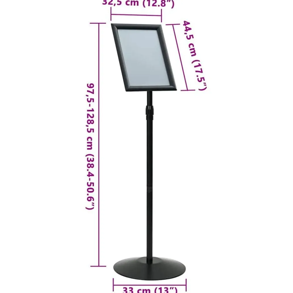 vidaXL Soporte de cartel pedestal Plateado a3 PVC y Acero Negro New