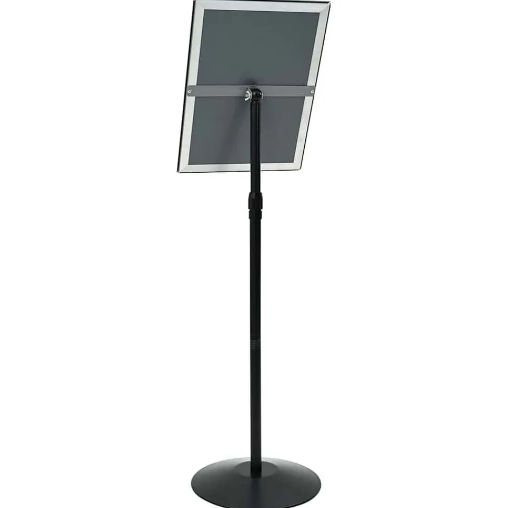 vidaXL Soporte de cartel pedestal Plateado a3 PVC y Acero Negro New