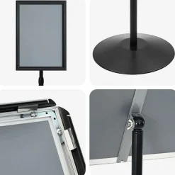 vidaXL Soporte de cartel pedestal Plateado a3 PVC y Acero Negro New