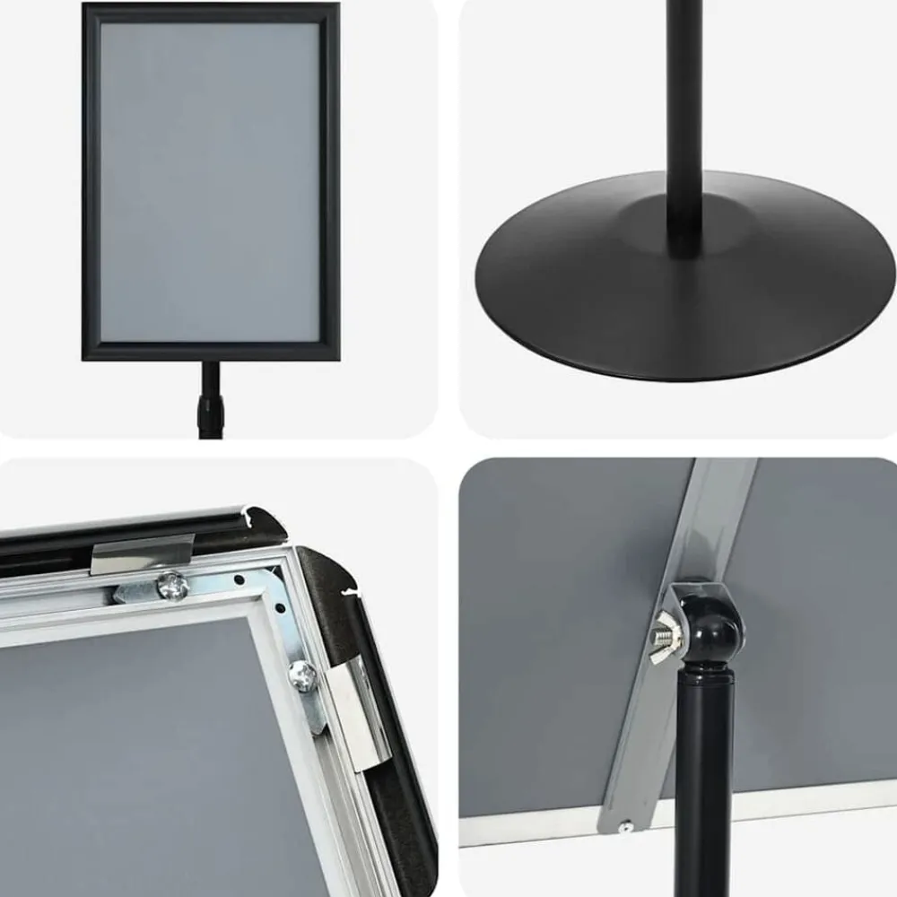 vidaXL Soporte de cartel pedestal Plateado a3 PVC y Acero Negro New