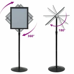 vidaXL Soporte de cartel pedestal Plateado a3 PVC y Acero Negro New