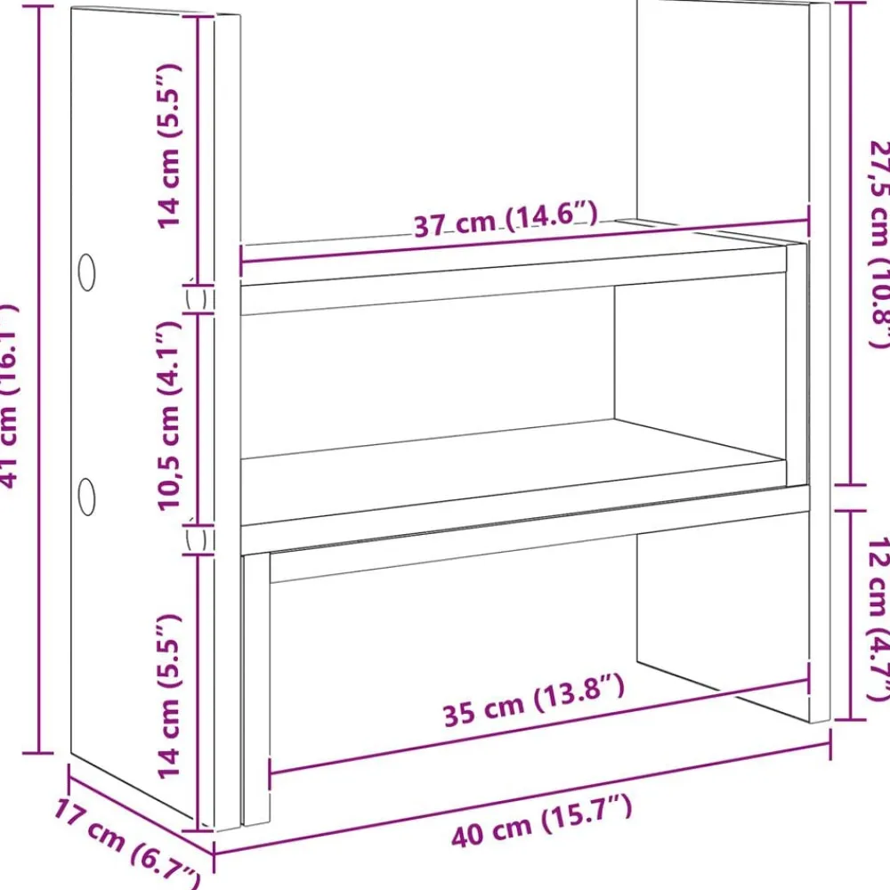 vidaXL Soporte de Escritorio para Monitor 40 x 17 x 41 cm Roble negro Outlet