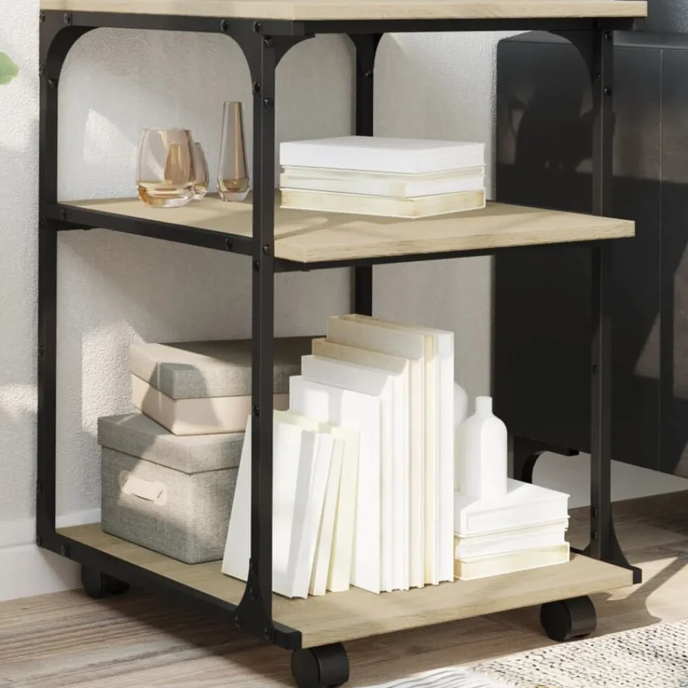 vidaXL Soporte de impresora 3 niveles 43x48x64 cm Roble Sonoma Best