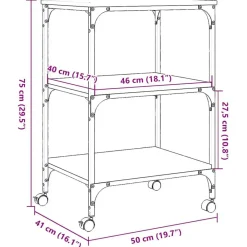 vidaXL Soporte de impresora 3 niveles 50x41x75 cm Gris sonoma Discount