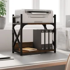 vidaXL Soporte de impresora 2 niveles marrón roble 40x20x40 cm Marr&oacute;n roble Outlet