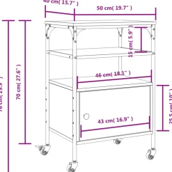vidaXL Soporte de impresora 3 niveles marrón roble 50x40x76 cm Marrón roble Sale