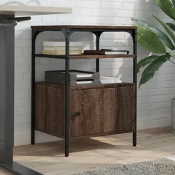 vidaXL Soporte de impresora 3 niveles marrón roble 50x40x76 cm Marrón roble Sale