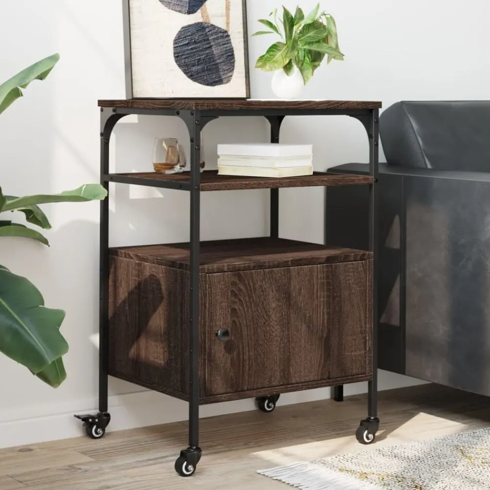 vidaXL Soporte de impresora 3 niveles marrón roble 50x40x76 cm Marrón roble Sale