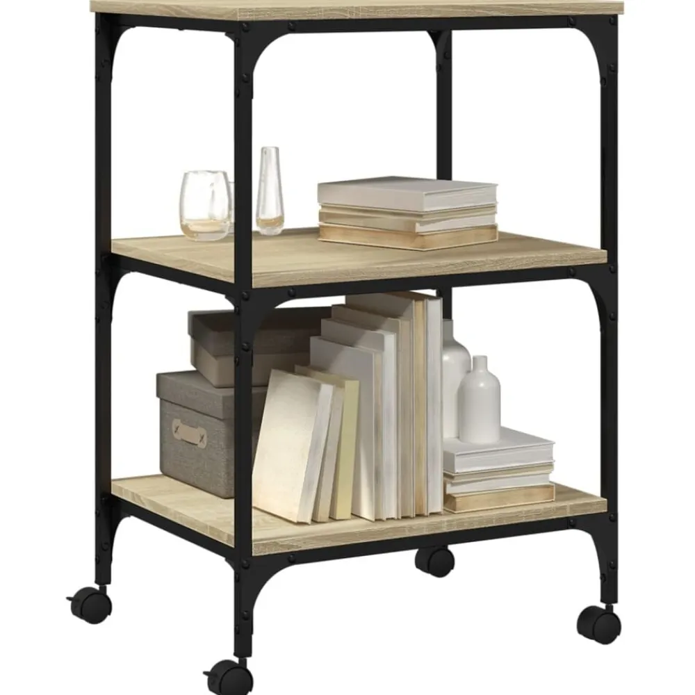vidaXL Soporte de impresora 3 niveles 50x41x75 cm Roble Sonoma Discount