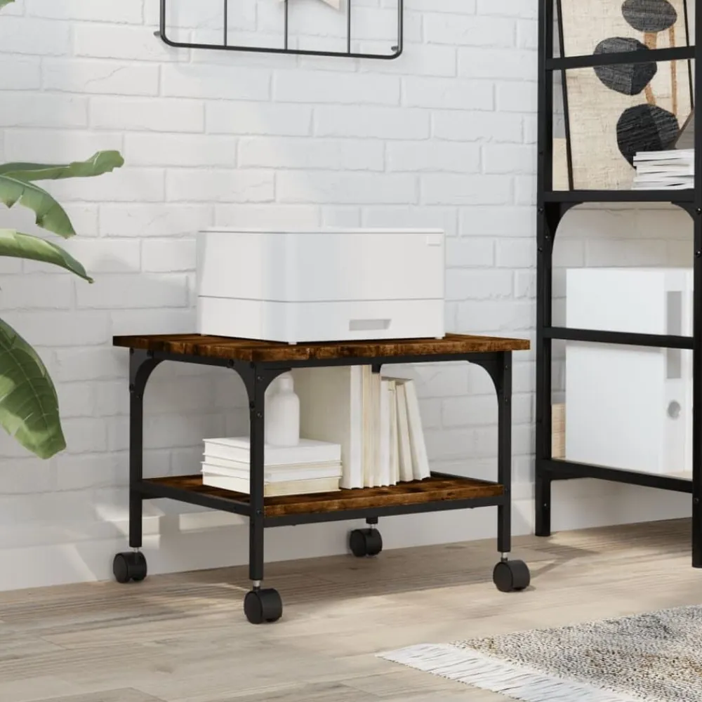 vidaXL Soporte de impresora 2 niveles 50x40x38 cm Roble ahumado Online