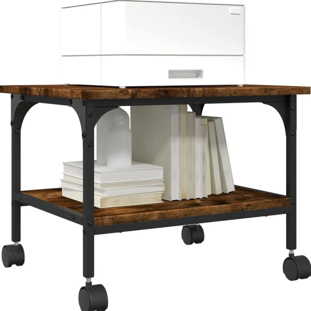 vidaXL Soporte de impresora 2 niveles 50x40x38 cm Roble ahumado Online