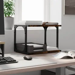 vidaXL Soporte de impresora 2 niveles 41x28x33,5 cm Roble ahumado Online