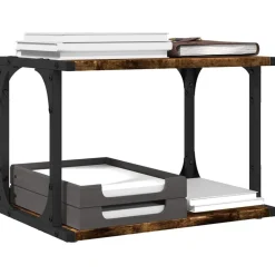 vidaXL Soporte de impresora 2 niveles 41x28x33,5 cm Roble ahumado Online