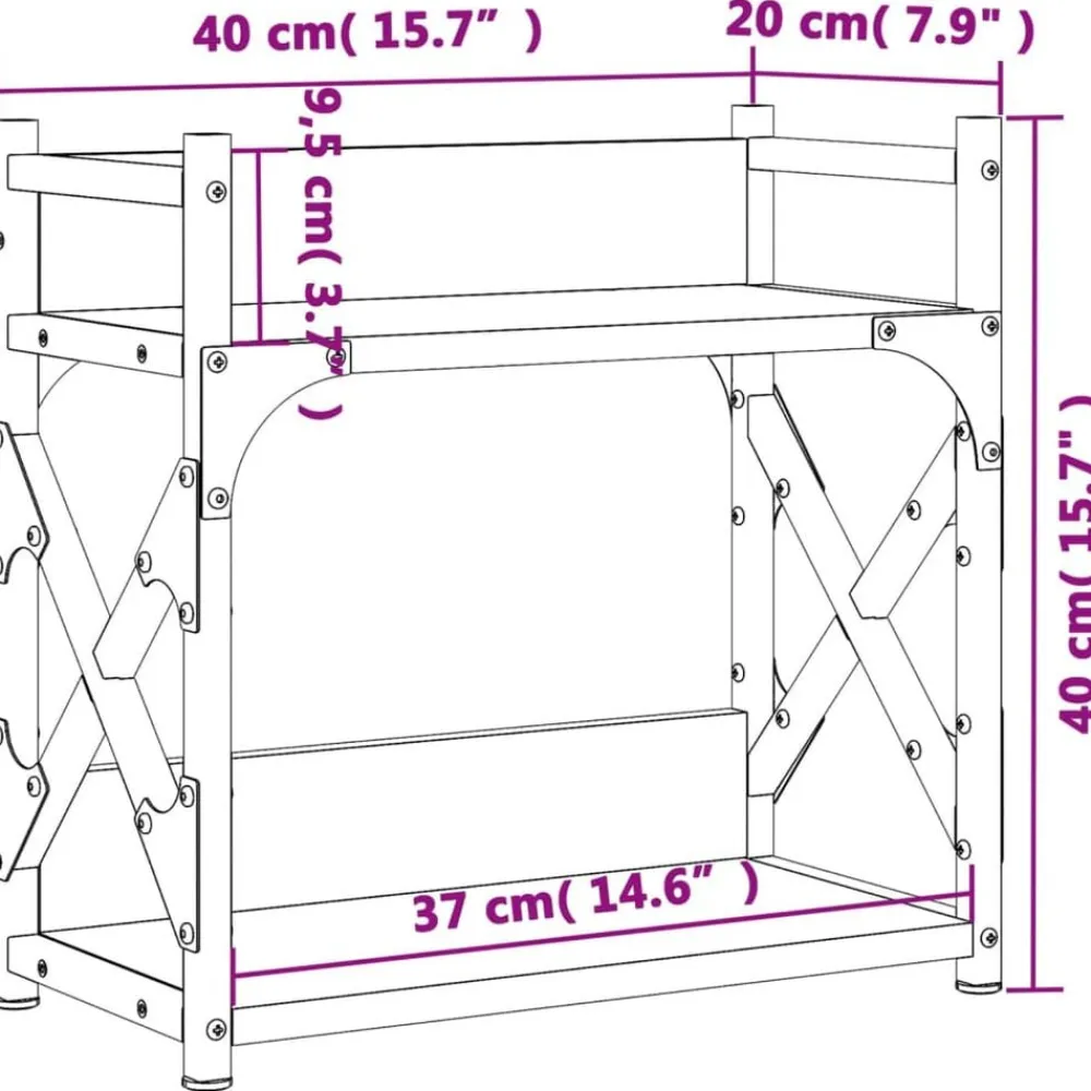 vidaXL Electrónica-Soporte de impresora 2 niveles 40x20x40 cm