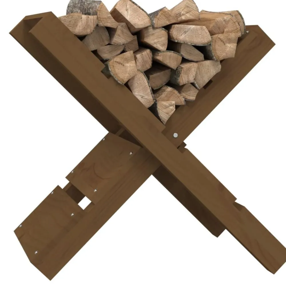 vidaXL Accesorios Para Hornos De Leña Y Chimeneas-Soporte de leña madera maciza de pino marrón miel 47x39,5x48 cm