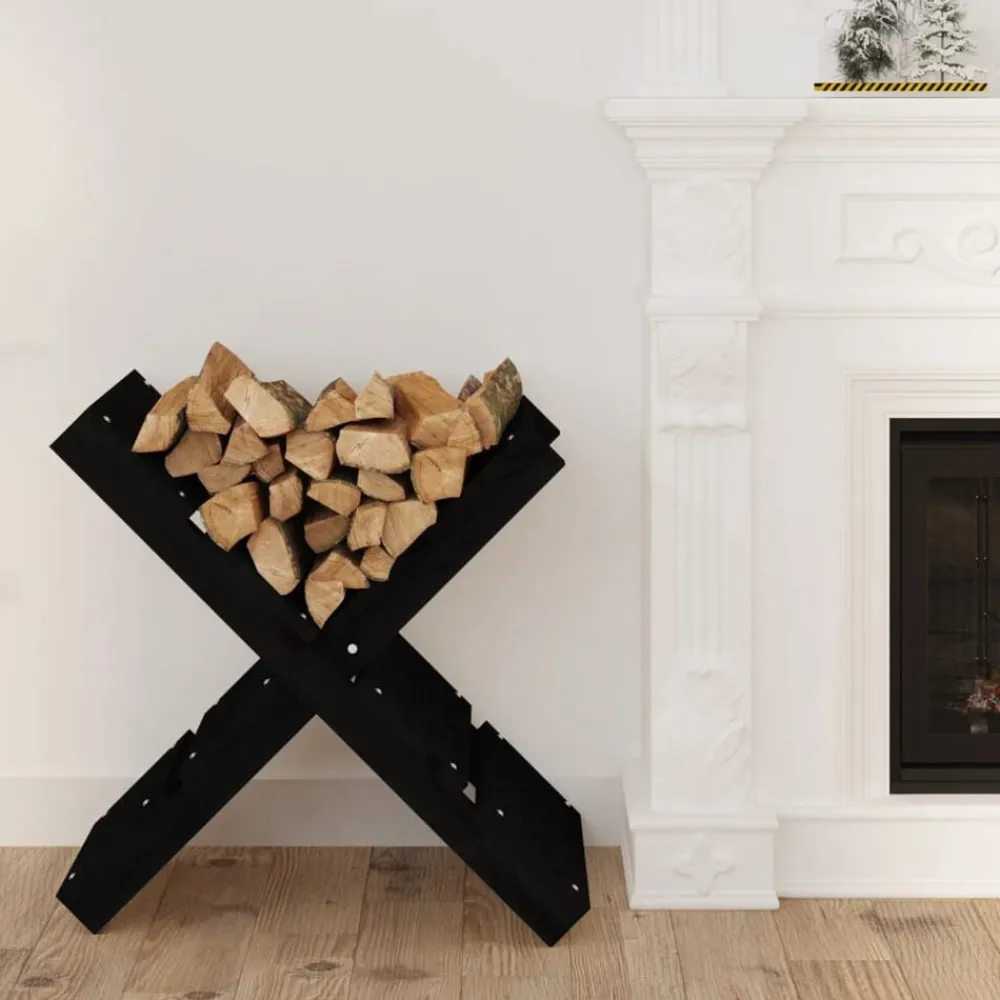 vidaXL Accesorios Para Hornos De Leña Y Chimeneas-Soporte de leña madera maciza de pino 47x39,5x48 cm