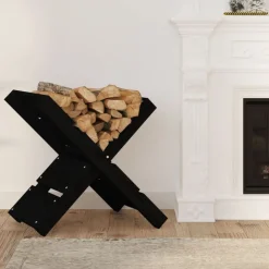 vidaXL Accesorios Para Hornos De Leña Y Chimeneas-Soporte de leña madera maciza de pino 47x39,5x48 cm