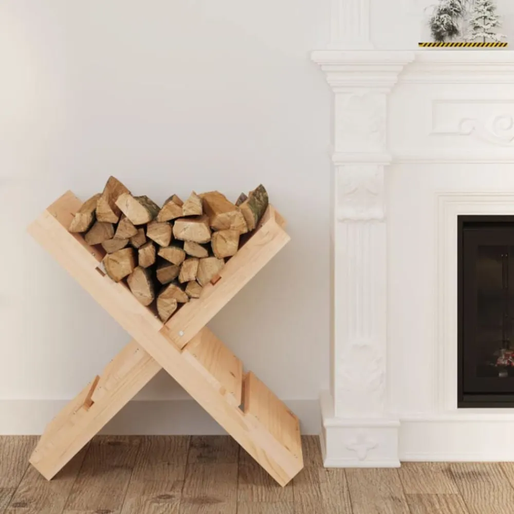 vidaXL Accesorios Para Hornos De Leña Y Chimeneas-Soporte de leña madera maciza de pino 47x39,5x48 cm