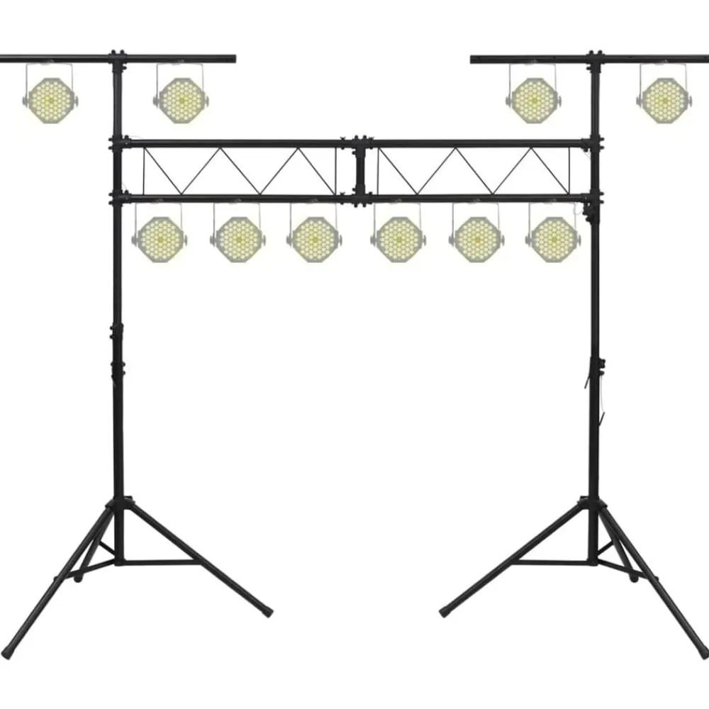 vidaXL Soporte de luces de acero negro 338x115x(180-300) cm Clearance