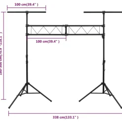 vidaXL Soporte de luces de acero negro 338x115x(180-300) cm Clearance