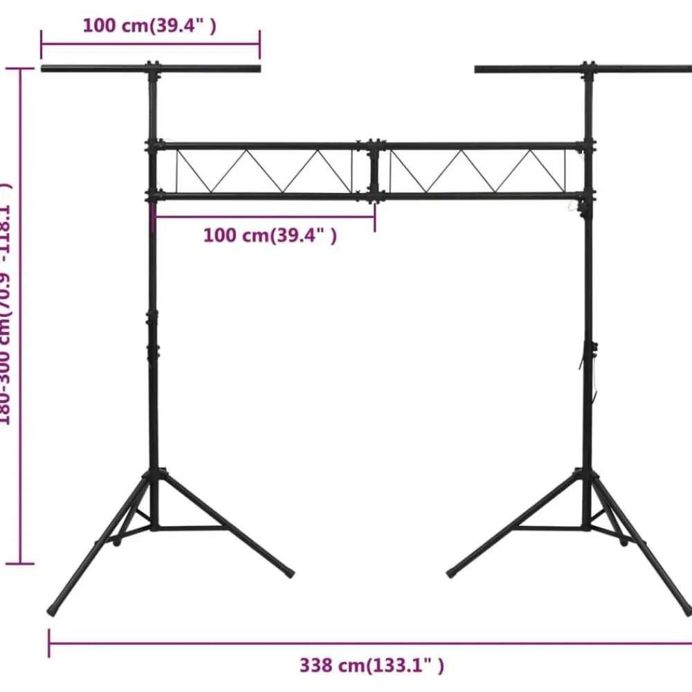vidaXL Soporte de luces de acero negro 338x115x(180-300) cm Clearance