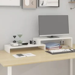 vidaXL Electrónica-Soporte de monitor madera maciza pino (52-101)x22x14 cm