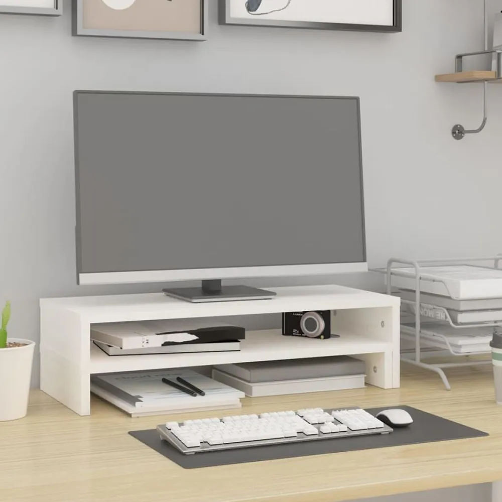 vidaXL Electrónica-Soporte de monitor madera maciza pino (52-101)x22x14 cm