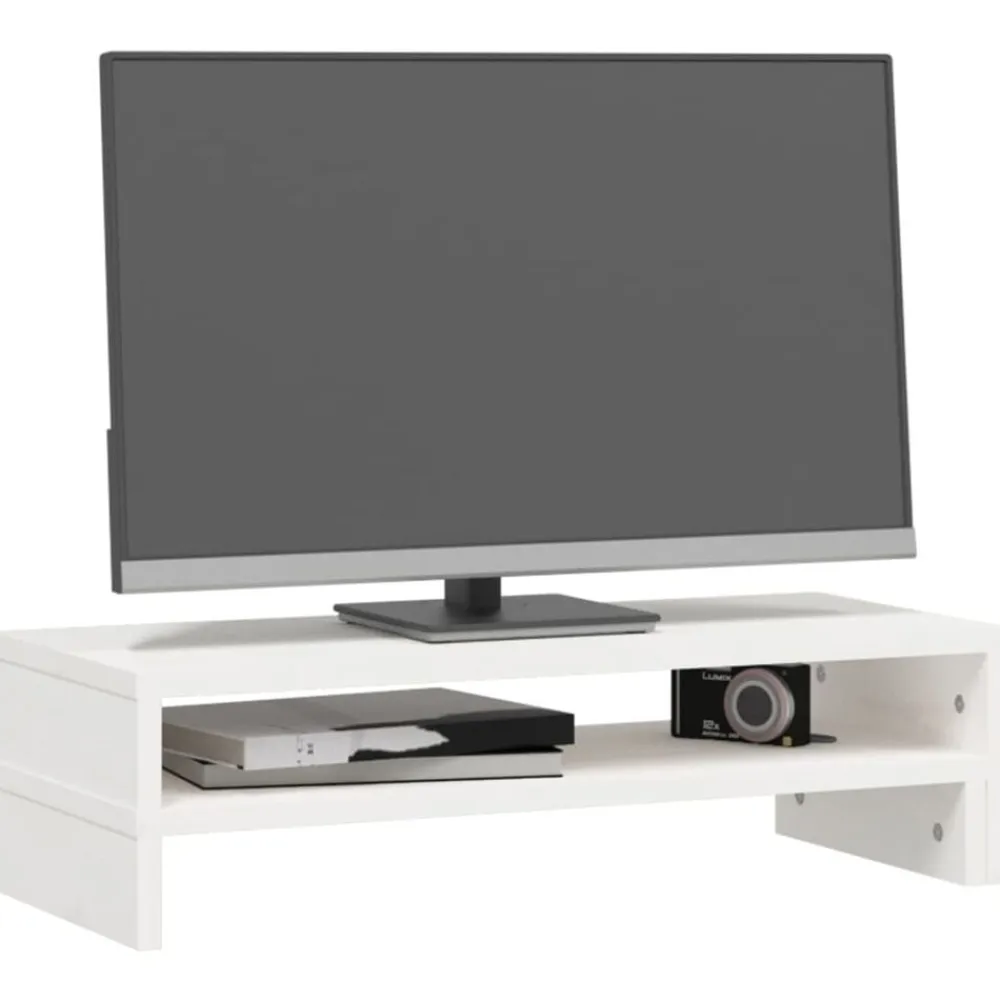 vidaXL Electrónica-Soporte de monitor madera maciza pino (52-101)x22x14 cm