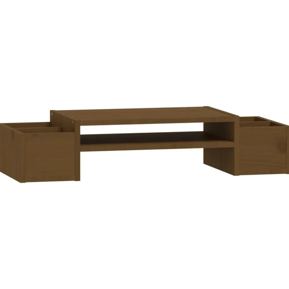 vidaXL Soporte de monitor madera maciza pino marrón miel 70x27,5x15 cm Marrón miel Sale