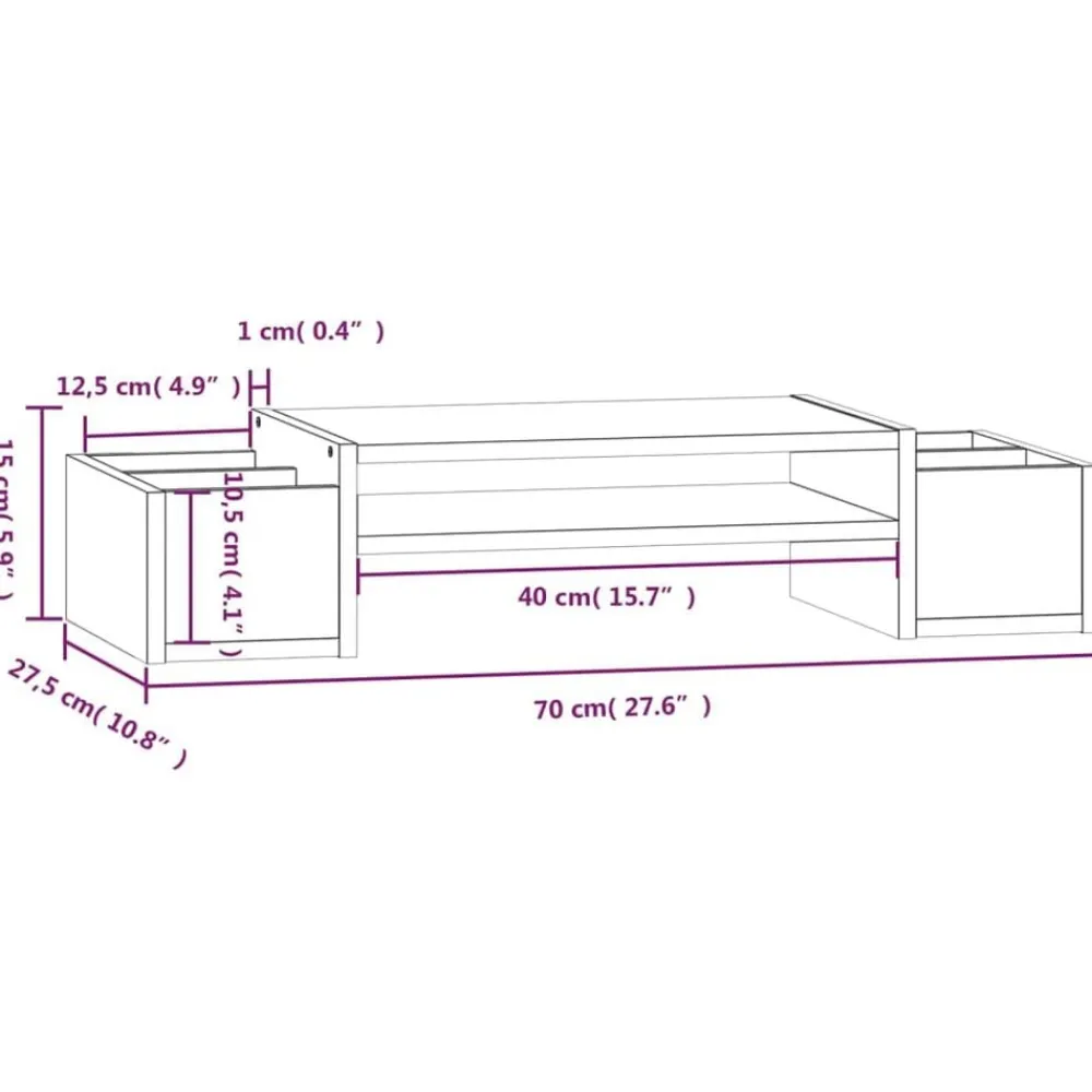 vidaXL Soporte de monitor madera maciza pino marrón miel 70x27,5x15 cm Marrón miel Sale